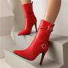 Женские ботильоны на высоком каблуке Осень и зима, новинка Европа, ботильоны в американском стиле с острым узким каблуком, большого размера в римском стиле