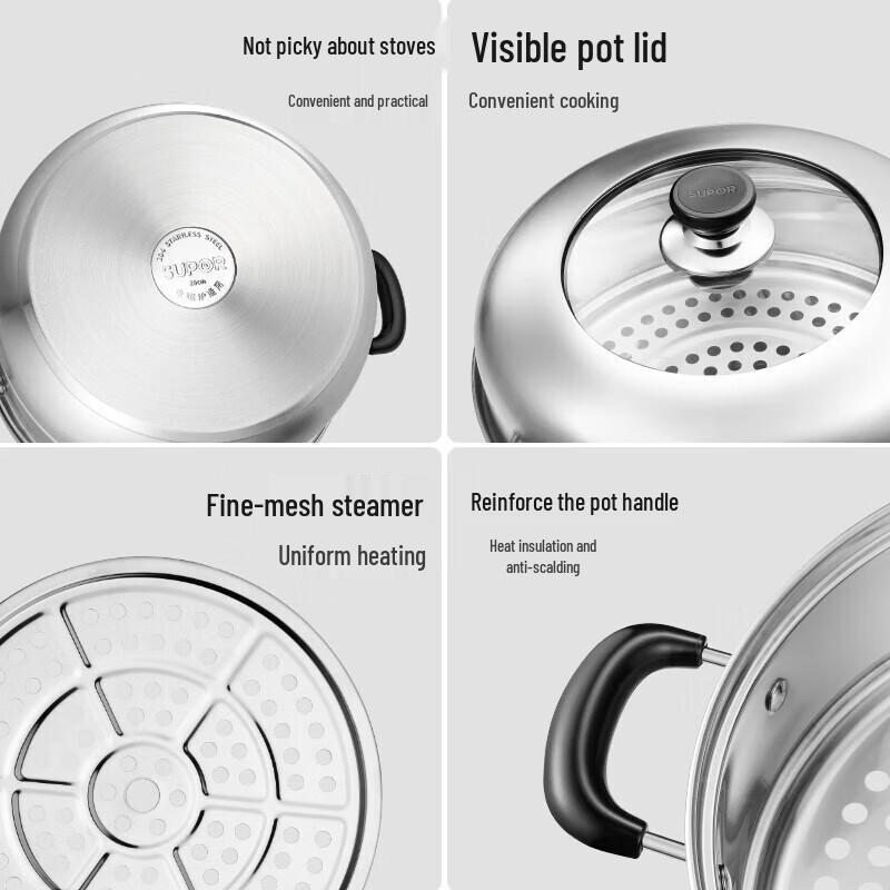 SUPOR 304 Stainless Steel Multi-Purpose Steamer Pot
