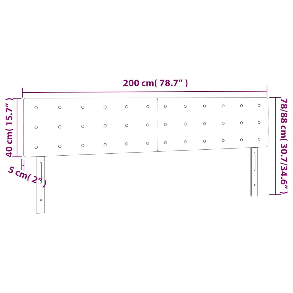 vidaXL Kopfteile Dunkelblau 200x5x78/88 cm Samt