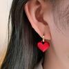 1 Pair Luxury Romantic Clip Earrings Frosted Red Heart Drop Earrings Party