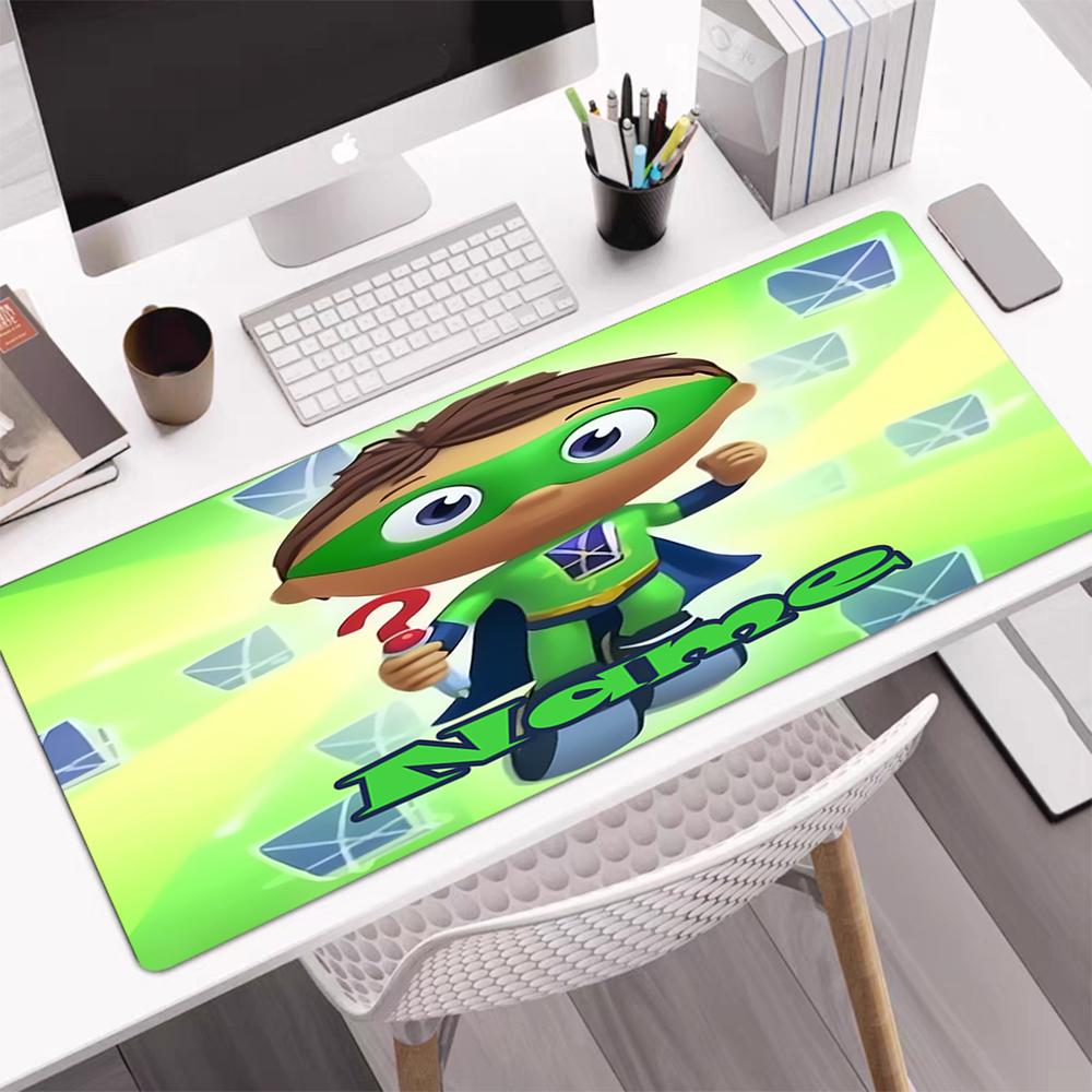 Custom Name Super Why Theme Mouse Pad, Non Slip Rubber Base, Multifunctional Office & Home Decor, Perfect for Workspace Personalization.