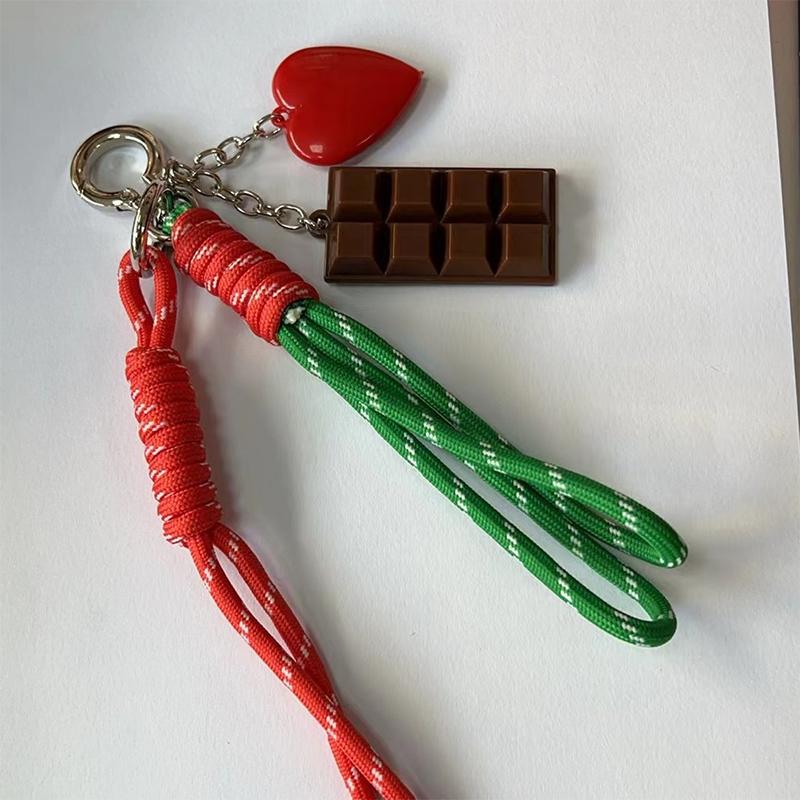 Креативный кулон в виде сердца на сумку, ремешок для мобильного телефона, цветная плетеная веревка, брелок, кулон, рюкзак, украшения, аксессуары