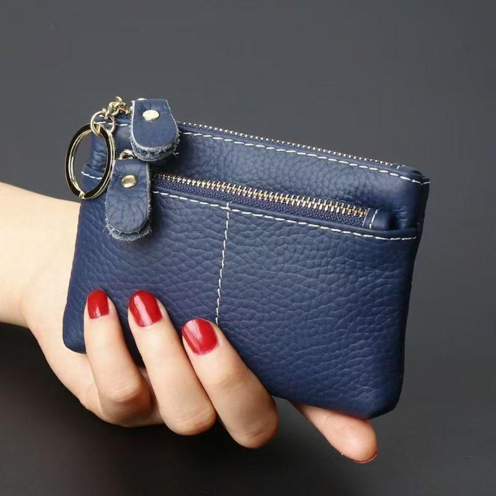 Multi-Card Slot Women's Keychain Wallet Vintage Zipper Coin Purse Card Storage Pouch Unisex
