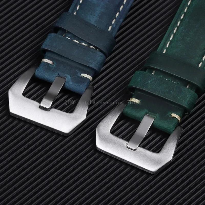 Watch Band Cowhide Crazy Horse Sport Bracelets Men Women Business Watch Band Soft Wristband Genuine Leather Strap for Panerai 20/22/24/26mm