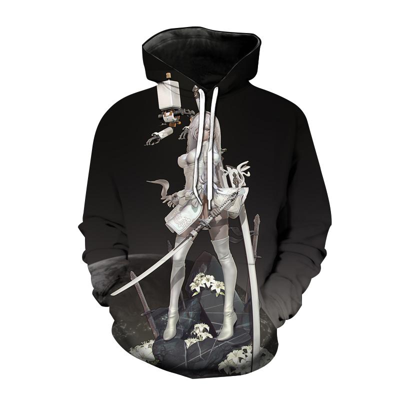 Толстовки с капюшоном Nier Automata, толстовка с 3D принтом аниме-игры для мужчин и женщин, модная толстовка большого размера, пуловер в стиле Харадзюку, пальто
