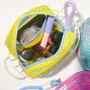Portable Cosmetic Bag Square Mesh Storage Pouch Zipper Closure Bright Colors Mini Zipper Coin Purse Stationery Case