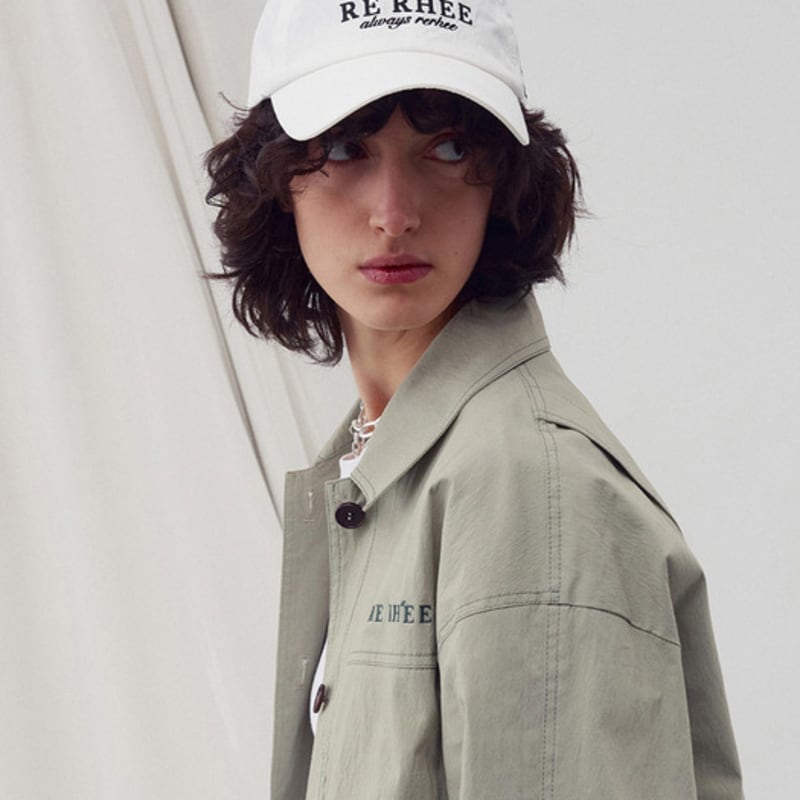 RE RHEE LOGO EMBROIDERED AQUA BALL CAP WHITE
