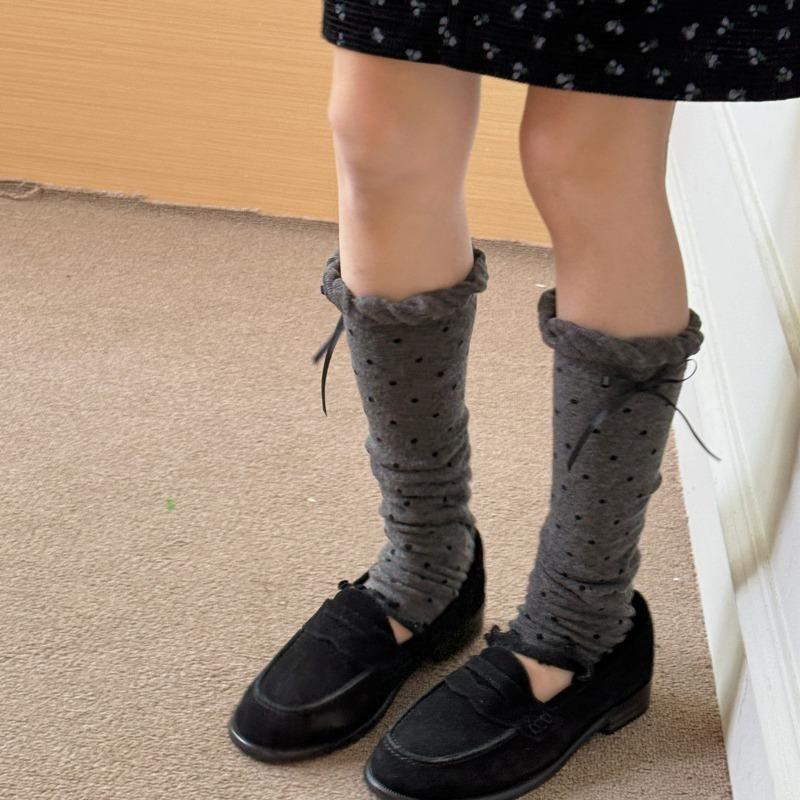 2 пары ретро носков в горошек, махровые носки с бантом, носки двойной вязки, утягивающие гетры для женщин