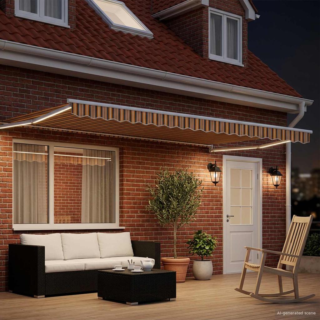 Manual Articulated Arm Awning with LEDs 4.5 * 3 m