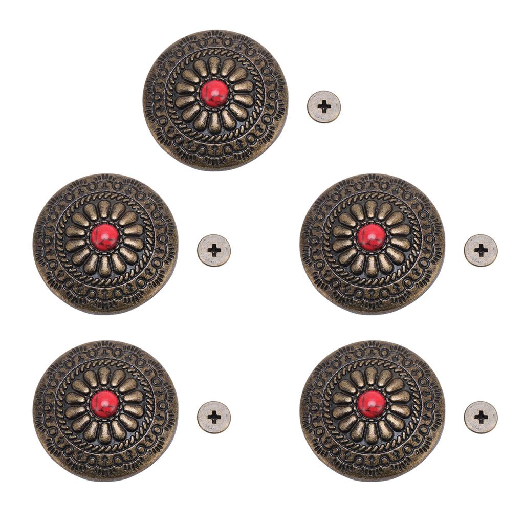 5 Set Screw Back Button 30mm Turquoise Round Conchos with 4.5mm Crossing Screw for Belts Bags Shoes