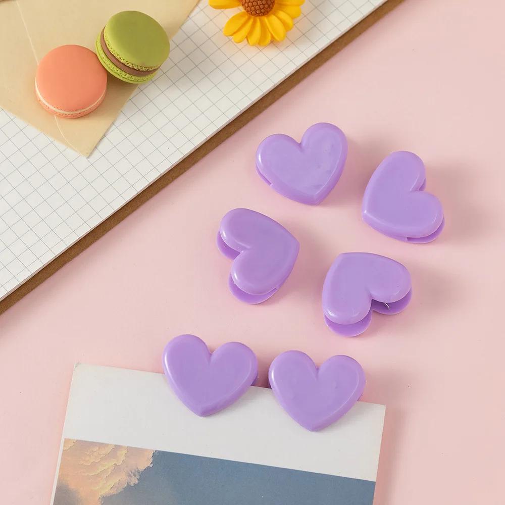 10 шт./лот скрепки в форме сердца, симпатичные многоцелевые маленькие пластиковые скрепки для школьников и студентов