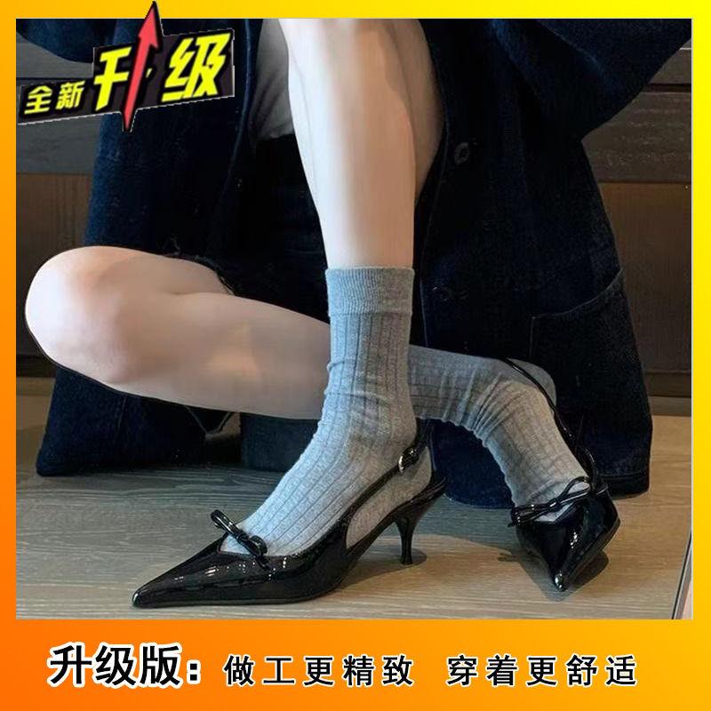 New Temperament Versatile Bag Head Empty Sandals 2025 Spring and Summer Medium Heel Pointed Head Stiletto High Heels Single Shoes