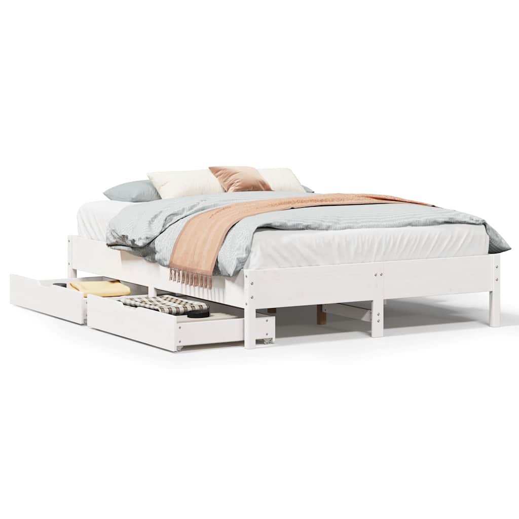 Solid Wood Bed without Mattress White 120x190 cm Pine Wood