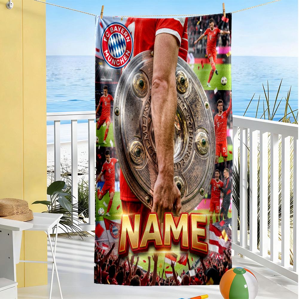 Bundesliga Champion Celebration Customize Your Name Beach Towel High Absorbency & Quick-Dry