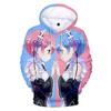 Ainme Re Zero Hoodies 3D Re Zero Hoodie Sweatshirt Men Women Harajuku Clothing Rem and Ram Japanese 3D Oversized Hoodies