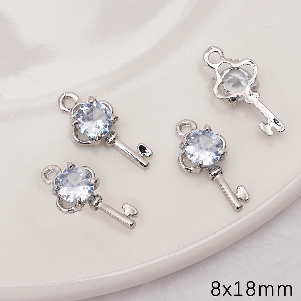 Набор блестящих металлических подвесок для изготовления украшений своими руками с дизайном сердца, ключа и цветка