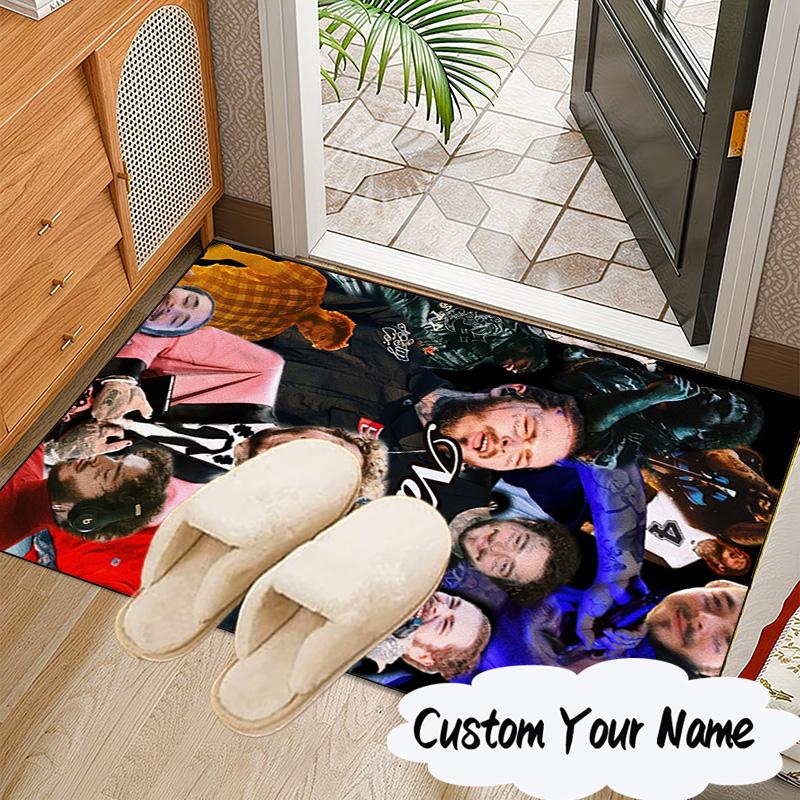 Custom Name Heart Post Malone Art Rug for Living Room, Game Rooms, Office, Bedroom, Floor Mat Playful Design, fan gifts Christmas decor