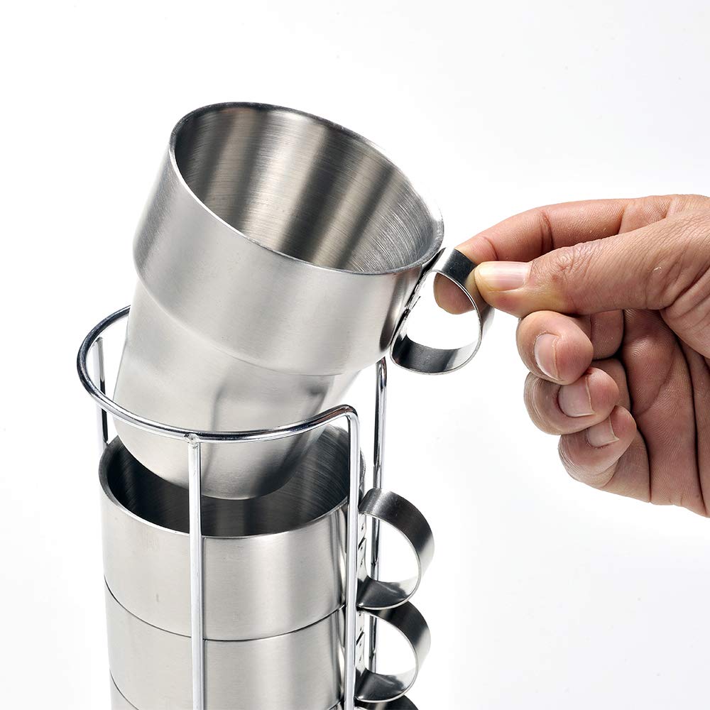 MAGNA Mug Camping Thermal Mug Outdoor Stainless Steel Double Wall Dual Structure Mug Set with Mesh Bag of (Set 4)