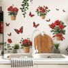 Painted Rose Flower Pot Butterfly Bedroom Living Room Entrance Home Background Beautification Wall Stickers