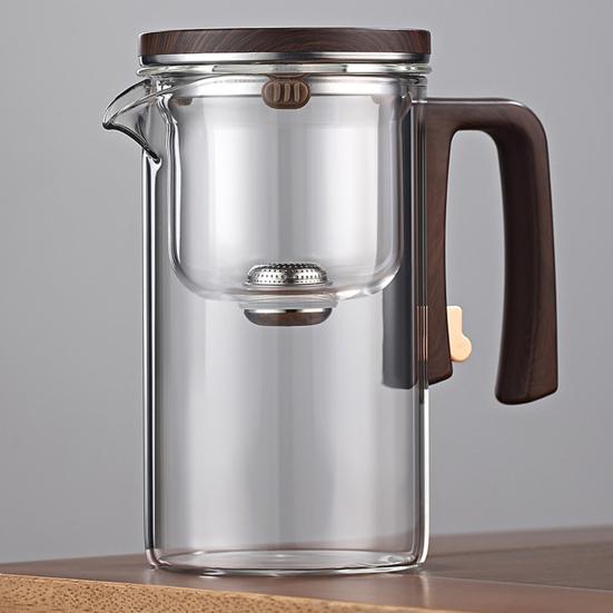 Стеклянный чайник для заваривания 520/720/900 мл с заварочным устройством, деревянной ручкой, термостойким носиком без подтеков, водоотделительным чайником, легко чистящимся для холодной воды