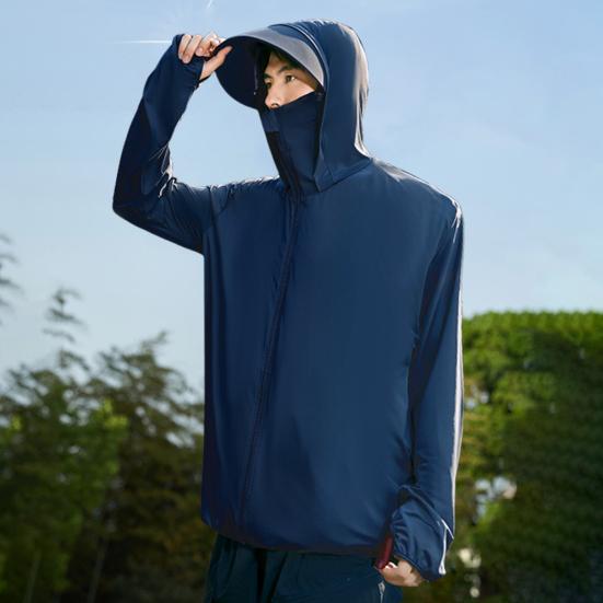 Мужская солнцезащитная куртка с капюшоном и длинным рукавом, застежка-молния, солнцезащитная одежда, однотонная дышащая верхняя одежда для рыбалки
