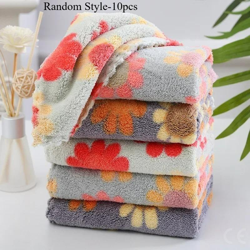 10pcs Kitchen Cleaning Cloths Soft Absorbent Dishcloth Coral Fleece Sunflower Wiping Towel Rags Household Cleaning Cloth 30X30CM