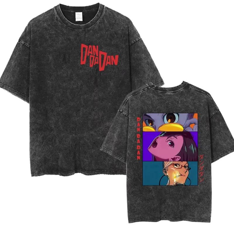 Hot Sale Anime Dandadan Okarun DanDaDan Graphic Print T-shirt Men Women Vintage Washed Fashion Loose Casual Oversized Short Sleeve Summer New Tee