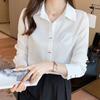 Осенняя корейская версия Slim Fit Temperament Commuting Formal OL Basic Style Long Sleeves Base Gate White Shirt Womens Top