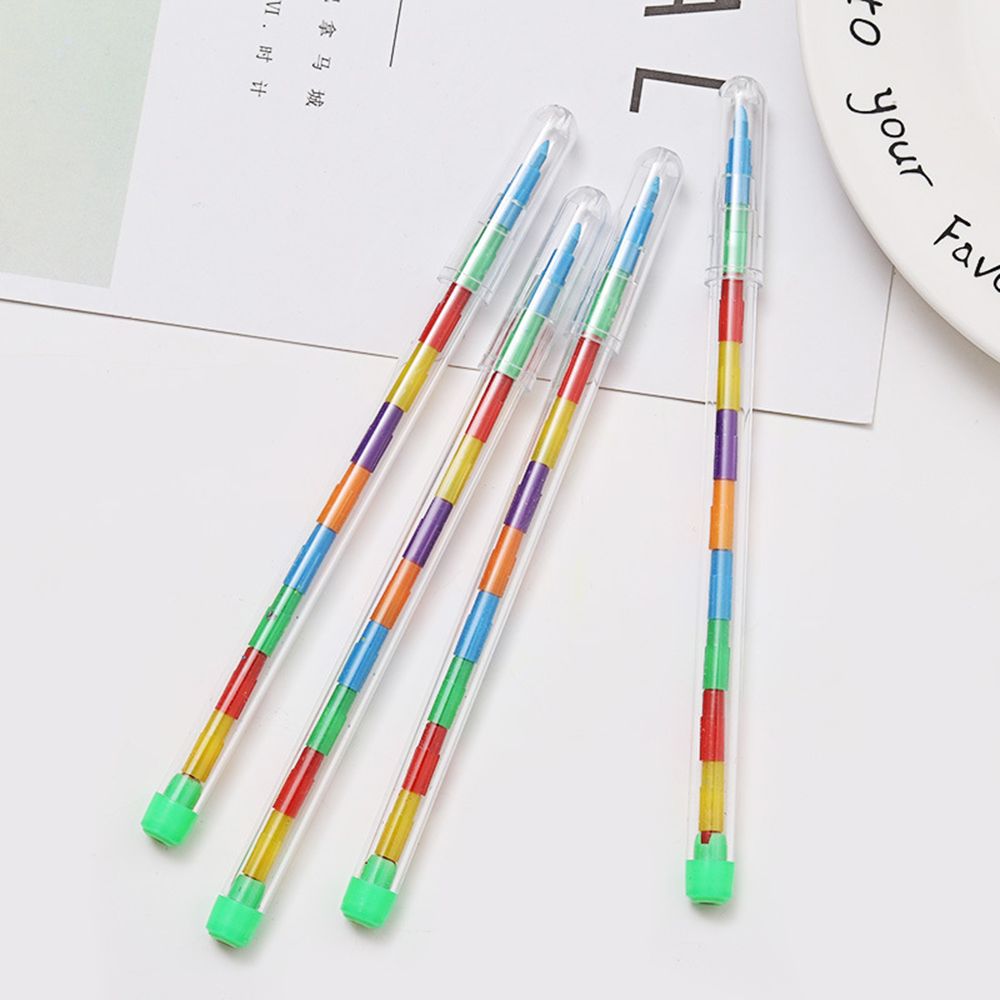 Student Drawing Art Kids Stacker Pen 10 Color Stationery Painting Pen Graffiti Crayon Pencils