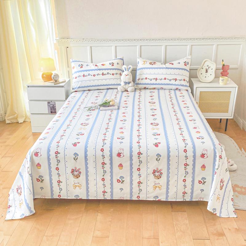 100% Cotton Floral Printing Bed Sheet Comfortable Skin Friendly Queen Flat Sheets for Bed High Quality Pure Cotton Bedsheet King