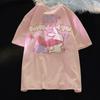 100% Cotton Summer Casual Oversized T Shirt Women Harajuku Cute Cartoon Printing Short Sleeve T-shirts Pink White Y2k Tops Girl Friend Streetwear