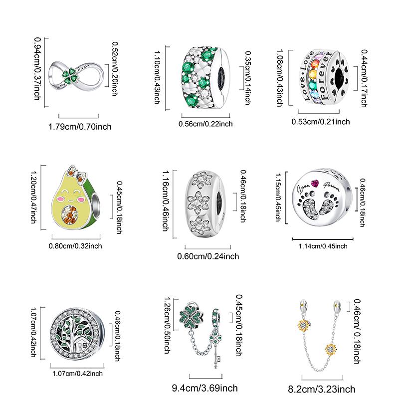 Подходят для браслетов Pandora Оригинальные Подвески Любовь Сердце Цветок Четырехлистный Клевер Черепаха Медные Шармы Бусины Сделай Сам Ювелирный Подарок на День Рождения