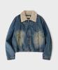 Джинсовая куртка с подкладкой из овчины Hooves Washed Crop Denim [Синий]