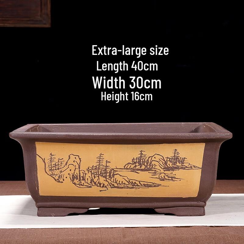 Purple Clay Rectangular Bonsai Trough Pot