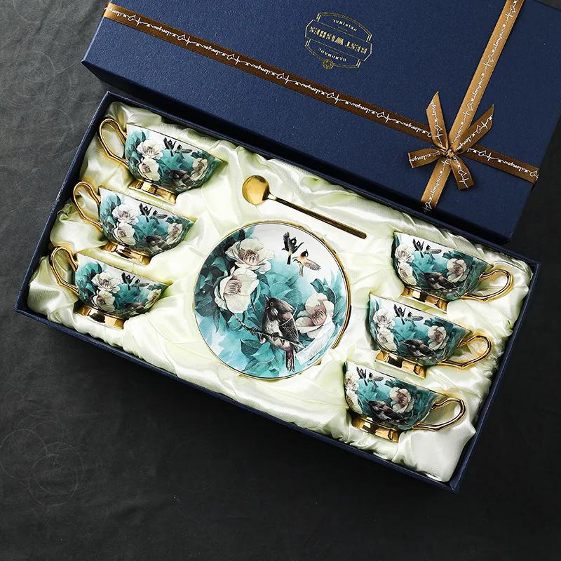 Кофейная чашка, маленькая, изящная, небольшая, роскошная, послеобеденный чайный сервиз с высоким внешним видом и элегантным набором чашек и блюдец из костяного фарфора