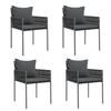 VidaXL Garden Chairs with Cushions Set of 4 Black 54x61x83 Cm Rattan 3187089