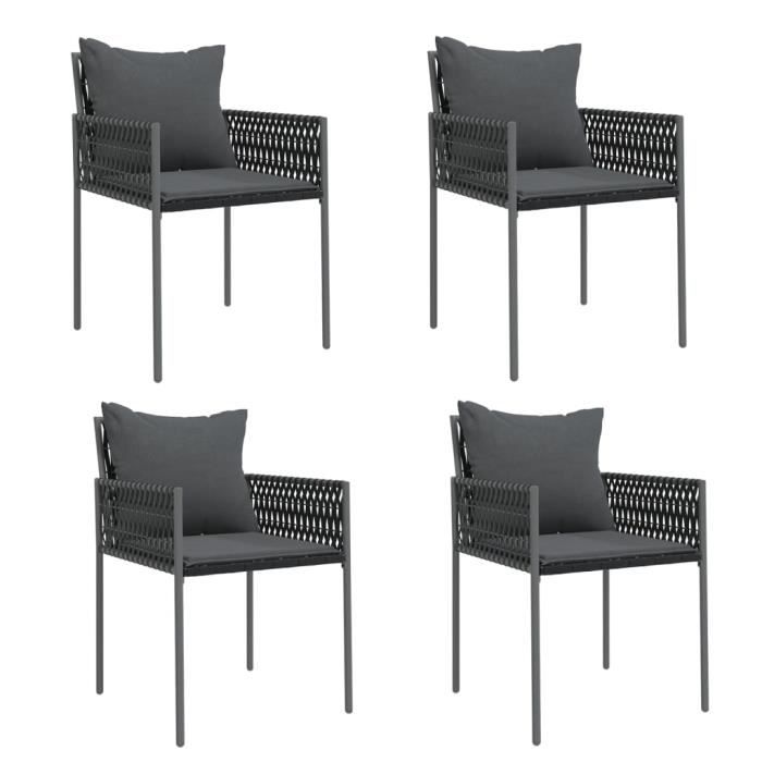 VidaXL Garden Chairs with Cushions Set of 4 Black 54x61x83 Cm Rattan 3187089