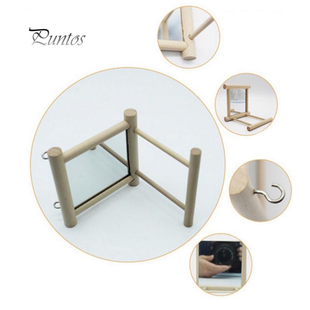 Зеркальная деревянная подставка для птиц