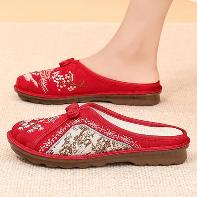 Старые пекинские тканевые туфли женские летние ретро этнический стиль вышитые туфли национальный стиль туфли для мамы мягкая подошва повседневные дышащие женские туфли