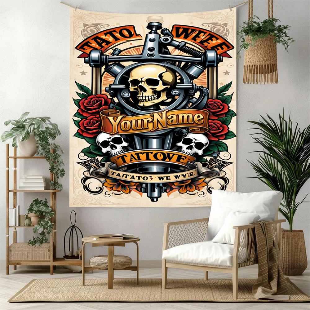 Tattoo Style Custom Your Name Wall Decor Tapestry Art For Pet Memorial Birthdaywedding Party Backdrop Family Gift