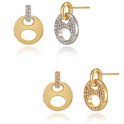 Серьги ELLE Jewelry Urban из 14-каратного золота с круглыми кубическими циркониями (Золотая булавка) ELGPEE382