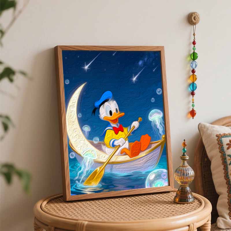 Disney Цифровой набор для рисования маслом Арт-набор Дональд Дак Лодка Лунный свет Ручная раскраска Картина Домашний декор