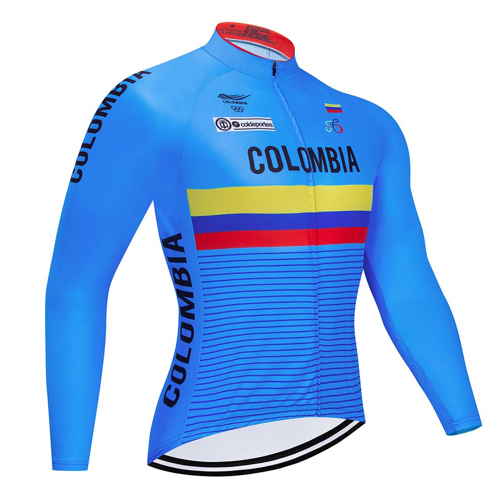 2025 COLOMBIA Autumn Men Long Sleeve Cycling Jersey Set Bib Pants Ropa Ciclismo MTB Bicycle Cycling Clothing Outdoor Sportswear