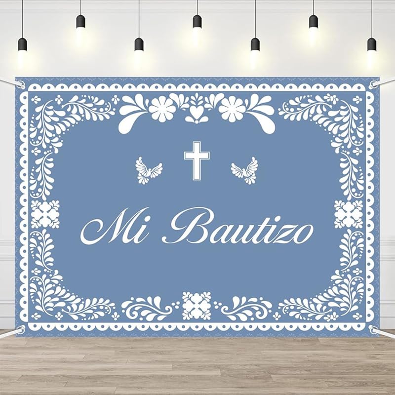 Mi Bautizo Banner Backdrop for Girl Pink Mexican Baptism Party Decorations God Bless First Holy Communion Photography Background Mexican Cielito