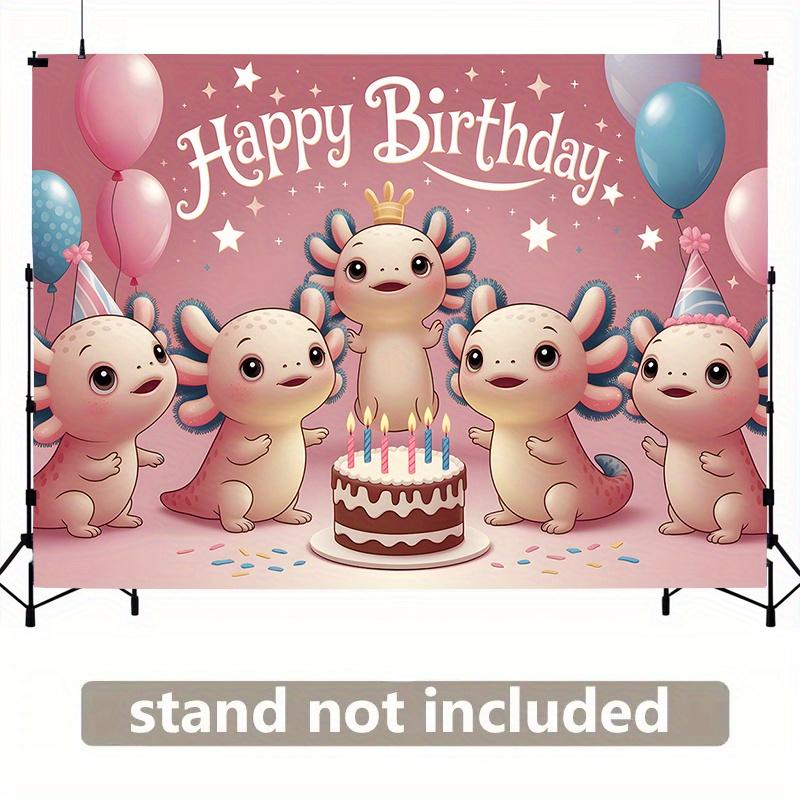Party Backdrop Adorable Axolotls Celebrating Photo Background Decor Birthday Party Decor