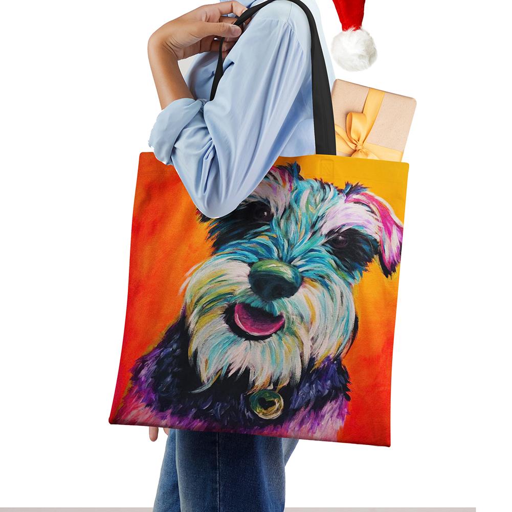 Картина Собака Шнауцер Сумки для Женщин Леди Корейская Сумка через Плечо Повседневные Сумки для Шопинга Большая Вместимость KTY