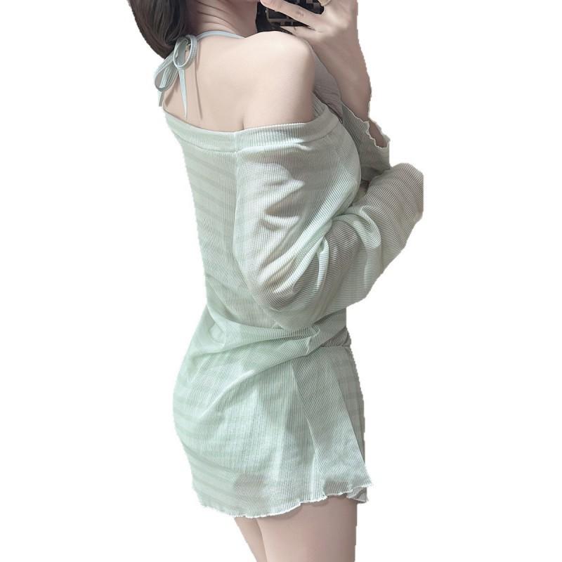 Pure Desire Lazy Style Hot Girl Blouse Bikini Split Three-piece Sexy Long-sleeved Swimming Suit Female