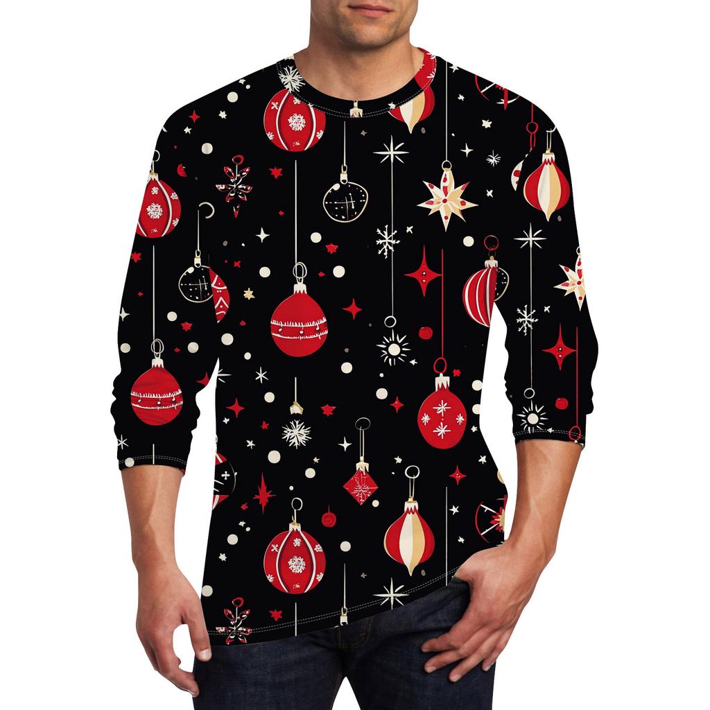 Муж. Футболка Круглый вырез Одежда Одежда На открытом воздухе Длинный рукав С принтом Модельер Винтаж