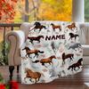 Horse Design Blanket With Floral Accents And Name Space Flannel Outdoor Blanket Gift Blanket Comfortable And Soft Lightweight And Portable Suitable