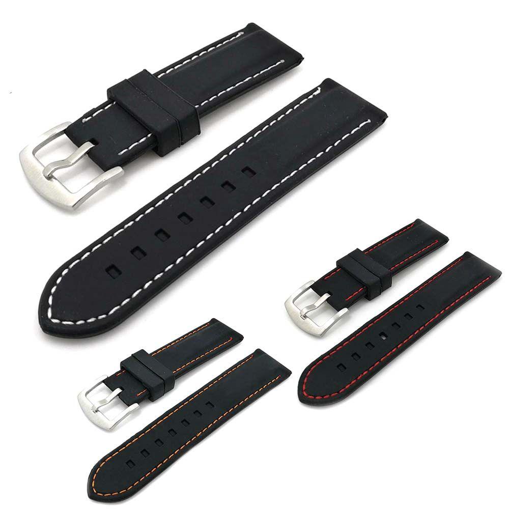 Мужской черный силиконовый 20мм 22мм 24мм водонепроницаемый резиновый ремешок аксессуары для часов ремешок для часов ремешки для часов